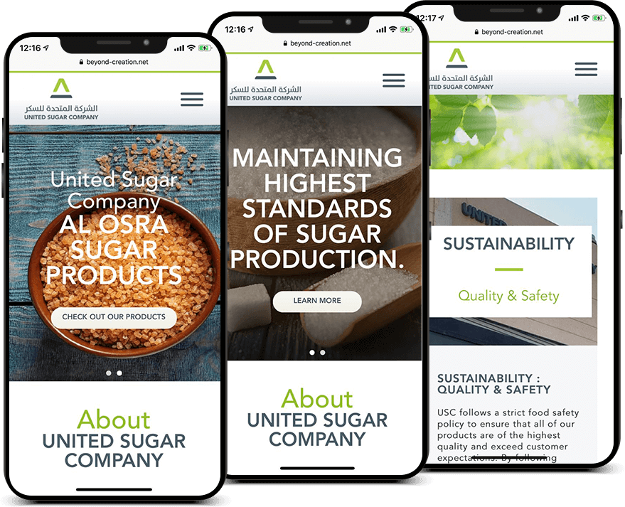United Sugar Company Web Design, Website Development Mobile Screenshots